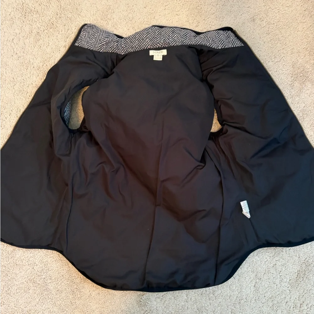 J Crew‎ Diamond Quilted Puffer Vest Women's Sz XS Houndstooth Black Cream Preppy